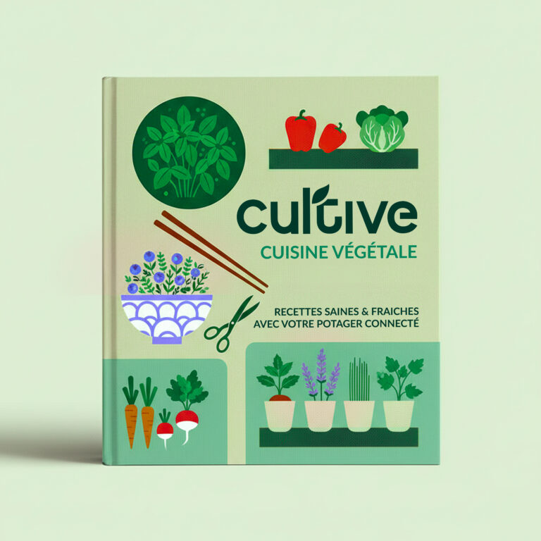 Livre de recettes pour cuisine v&eacute;g&eacute;tale fraiche et saine avec les plantes de votre potager connect&eacute; d'int&eacute;rieur Cultive